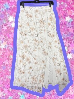 Wasabi & mint Vintage Y2K side slit maxi skirt 90s floral grandma M L fairy